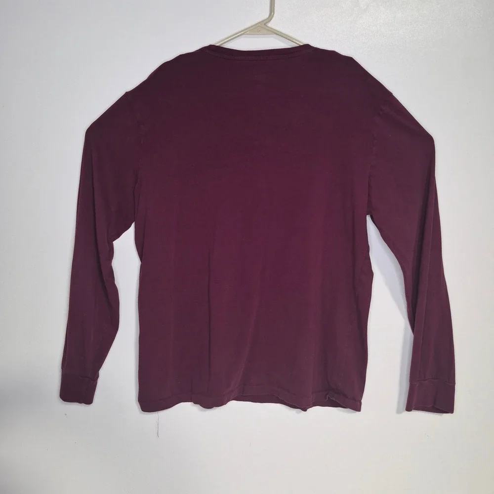 Lot 2 Polo Ralph Lauren Long Sleeve T-Shirt Men L Burgundy Grey Classic Heritage